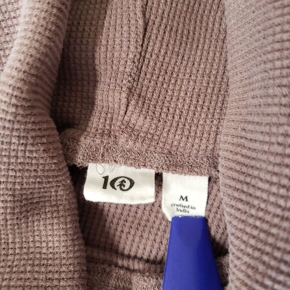 Ten Tree Womens Mauve Waffle Knit Turtleneck Long Sleeve Top Size M Sustainable - Picture 4 of 5